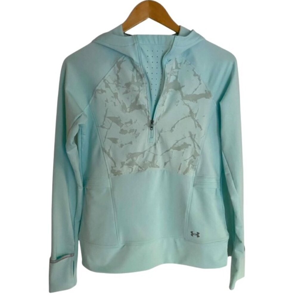 Under Armour Outrun the Cold Hooded 1/2 Zip Sweatshirt Small - Picture 2 of 5